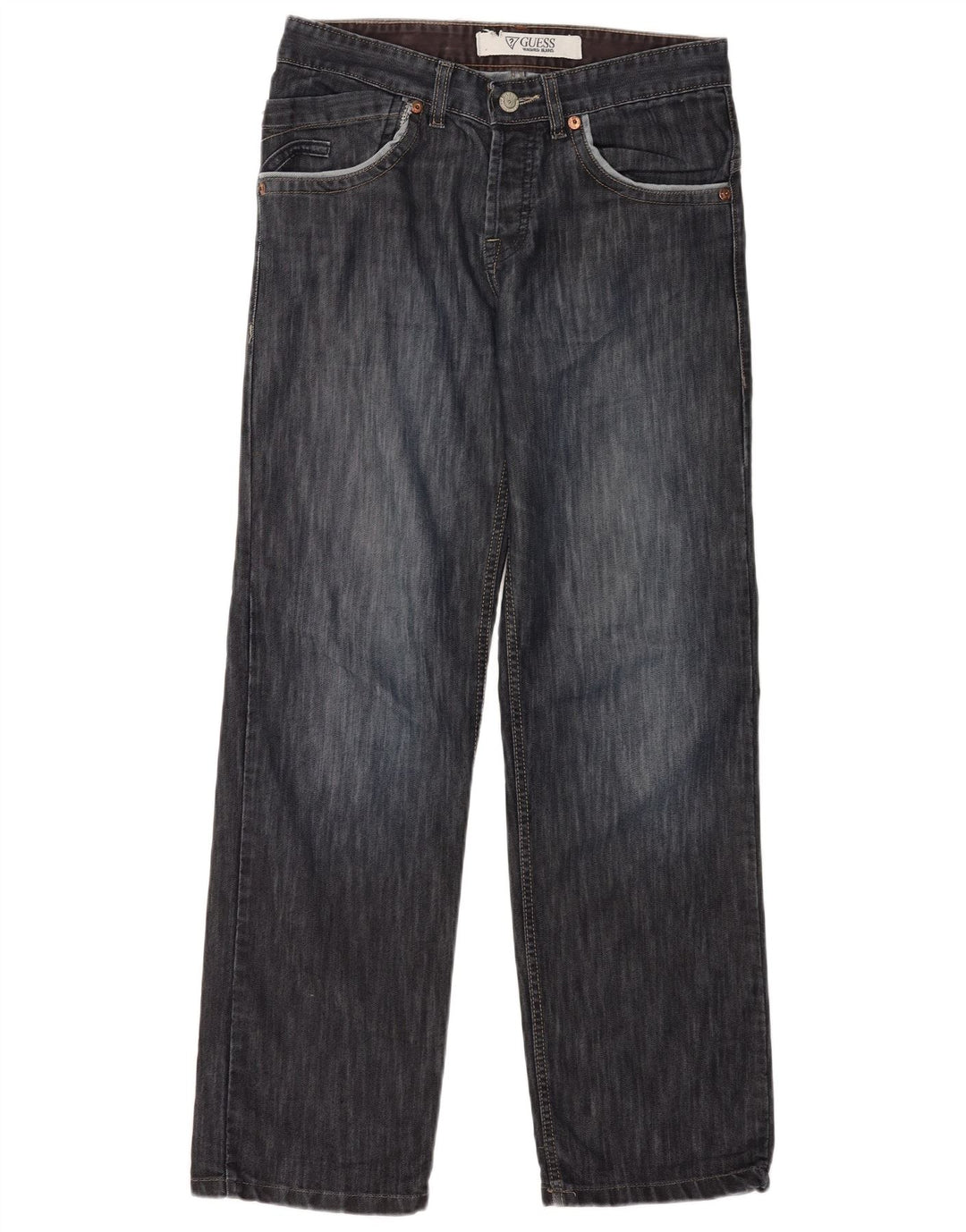Guess Mens Straight Jeans W32 L32 Azul Marinho Algodão