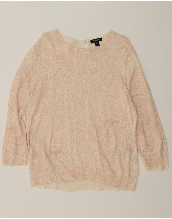 CHAPS Womens Boat Neck Jumper Sweater UK 18 XL Beige Paisley Cotton Vintage Chaps and Second-Hand Chaps from Messina Hembry 