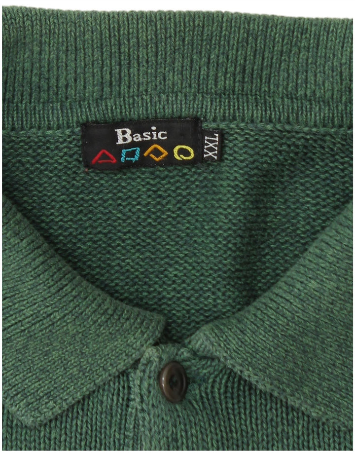 Suéter masculino BASIC com gola polo e algodão verde 2XL