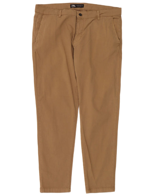 Zara Mens Slim Chino Calças EU 48 XL W38 L31 Bege