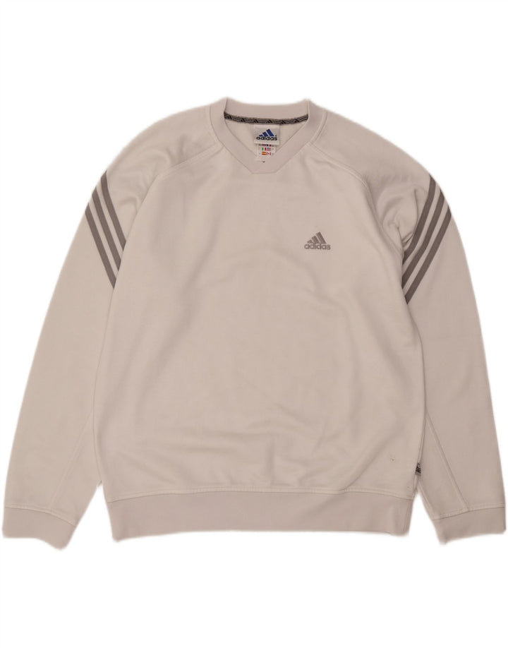 ADIDAS Mens Loose Fit Moletom Jumper UK 36/38 Pequeno Poliéster Branco