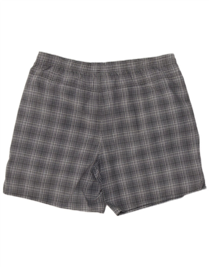 Shorts de banho masculinos ADIDAS grande poliéster xadrez cinza