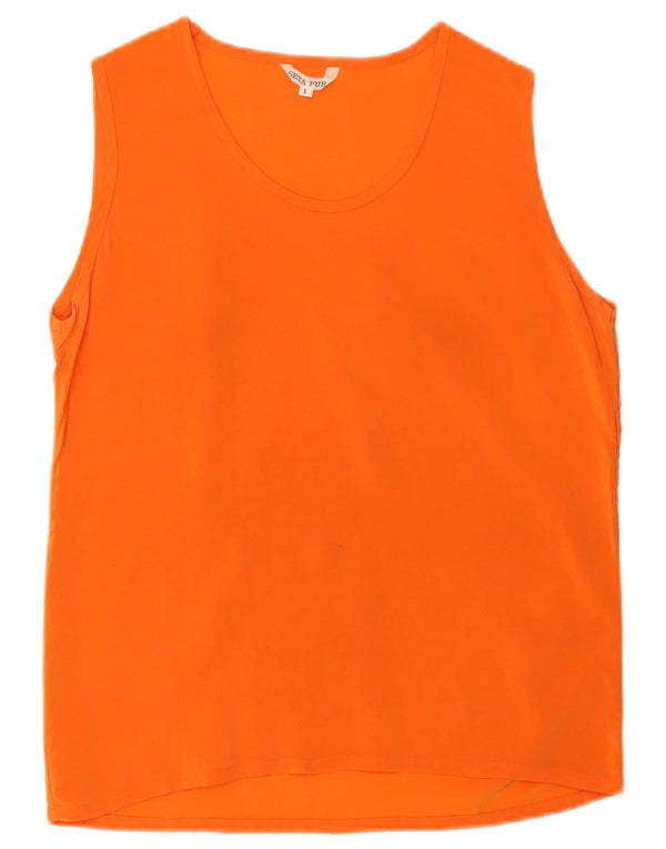Colete feminino vintage Top UK 10 seda laranja pequena