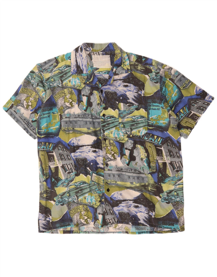 Camisa vintage masculina abstrata padrão tamanho 41/42 grande multicolorida