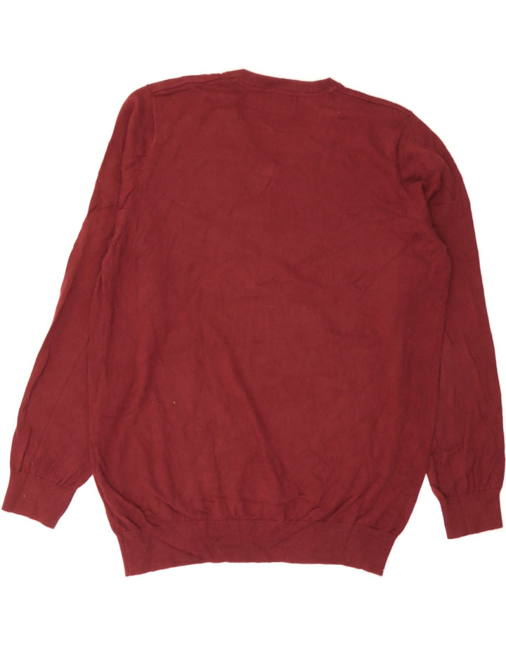 L.L.BEAN Mens Tall V-Neck Jumper Sweater Large Burgundy Cotton Vintage L.L.Bean and Second-Hand L.L.Bean from Messina Hembry 