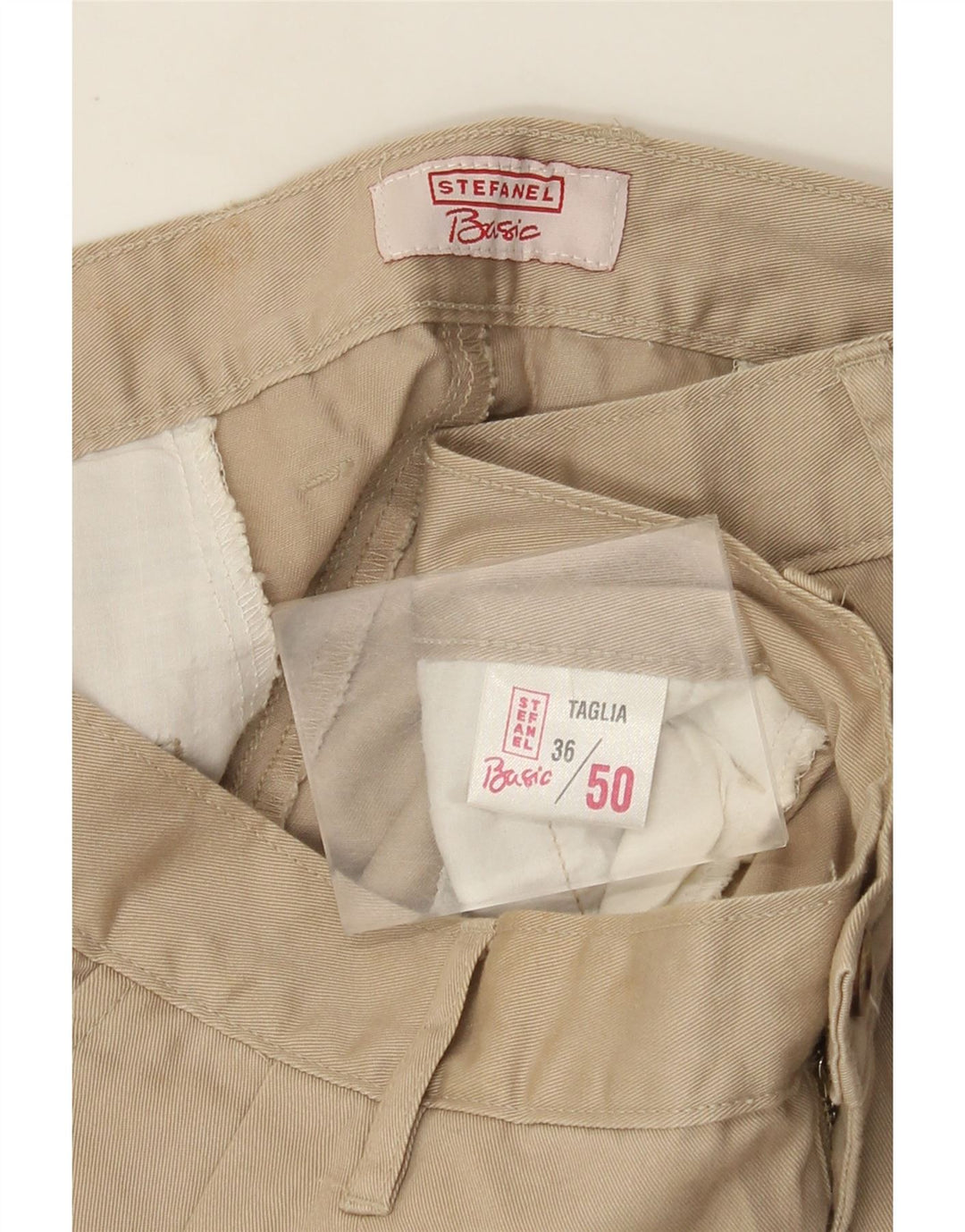 Calça Chino Masculina Stefanel Pegged IT 50 Grande W36 L33 Algodão Bege
