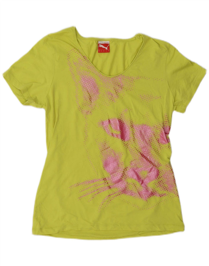 Puma Camiseta Feminina Graphic Top UK 16 Grande Amarelo