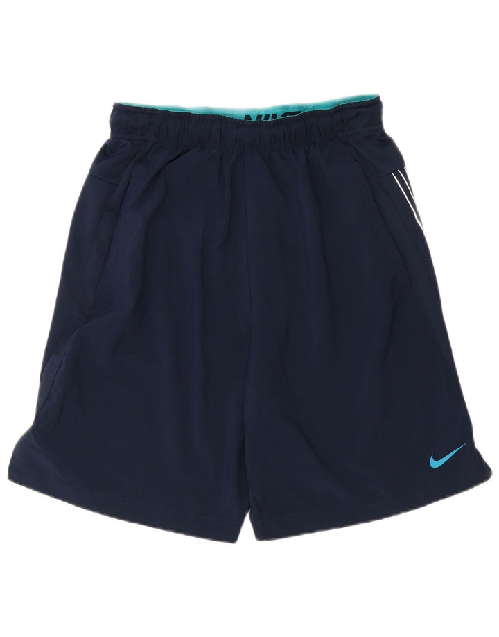 Shorts esportivos gráficos masculinos Nike Dri Fit pequenos poliéster azul marinho