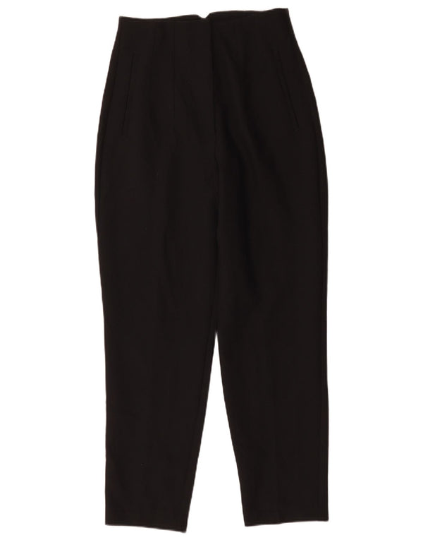 Zara Calça feminina cintura alta cônica pequena W26 L27 poliéster preto