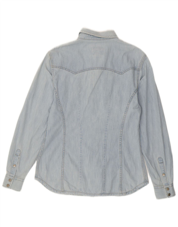 Camisa jeans feminina Gas UK 12 algodão azul médio
