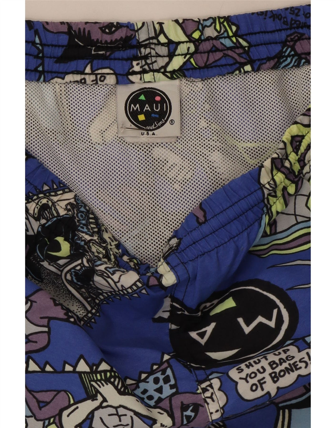 Maui and Sons Shorts de natação masculino gráfico médio azul nylon