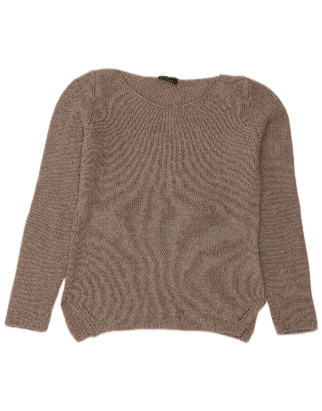 Suéter feminino Fred Perry com gola canoa Reino Unido 10 pequeno cinza poliamida