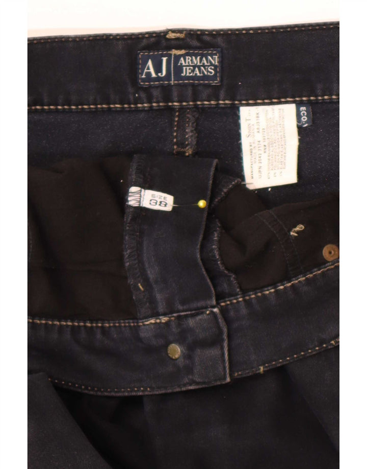 Calça jeans reta masculina Armani W38 L29 algodão azul marinho