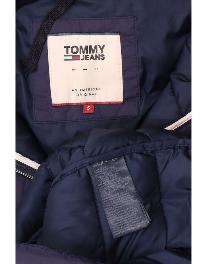 Casaco acolchoado com capuz feminino Tommy Hilfiger Reino Unido 10 pequeno azul marinho poliamida