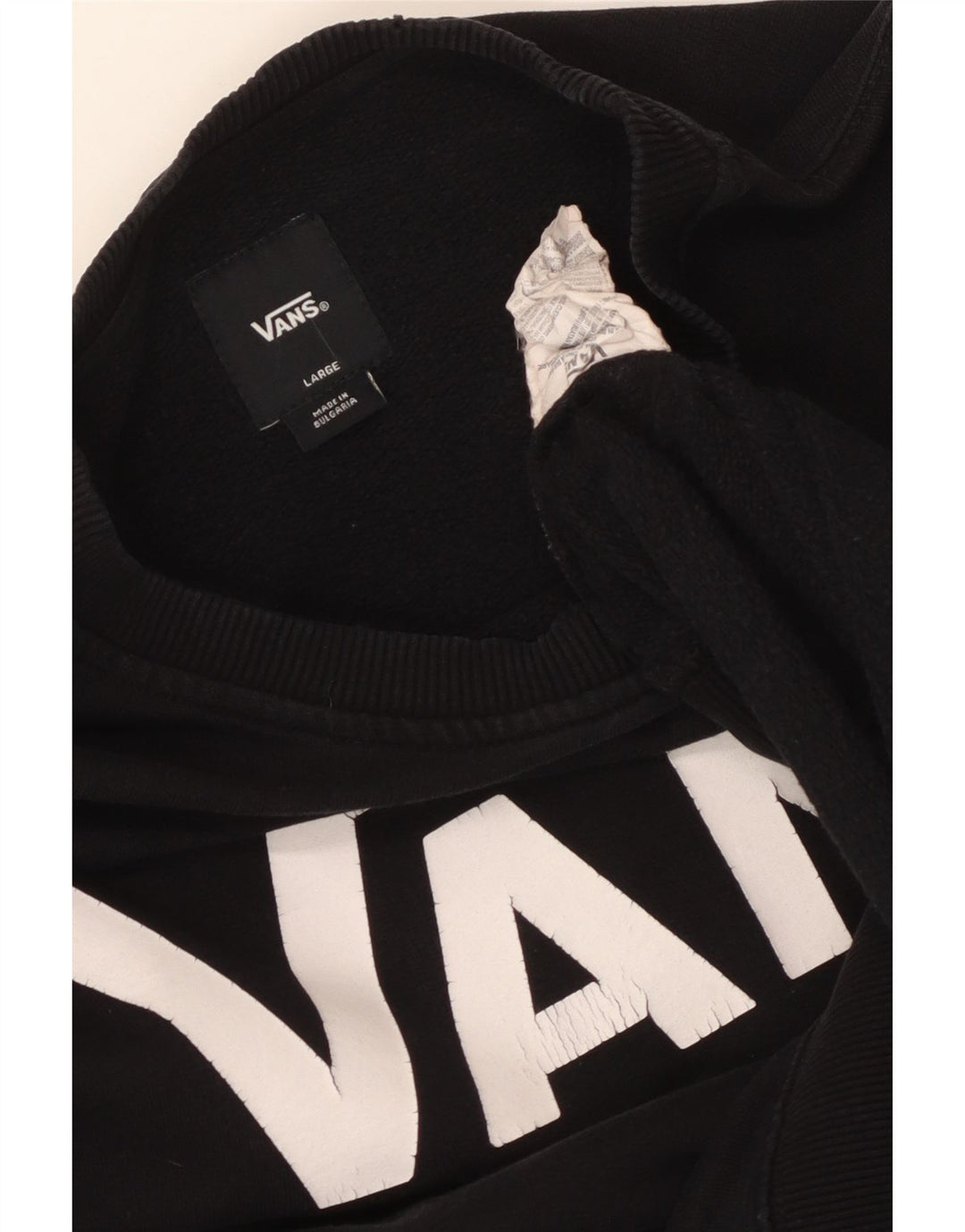 Vans Mens Graphic Moletom Jumper Grande Algodão Preto