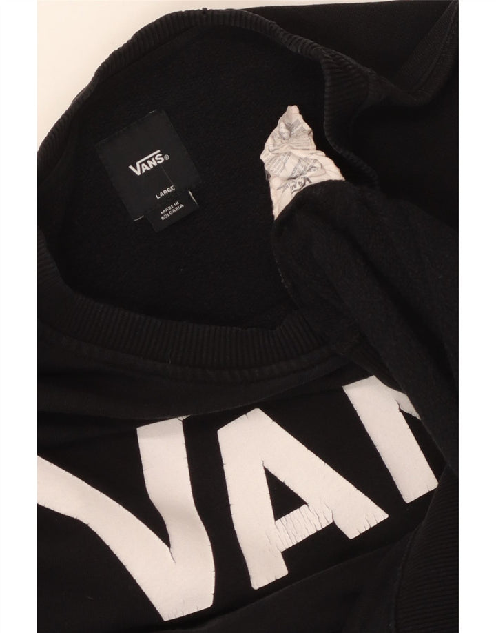 Vans Mens Graphic Moletom Jumper Grande Algodão Preto