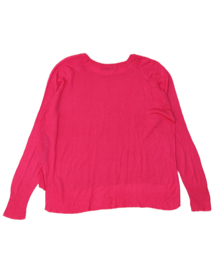 Zara Suéter feminino oversized com gola canoa Reino Unido 14 viscose rosa médio