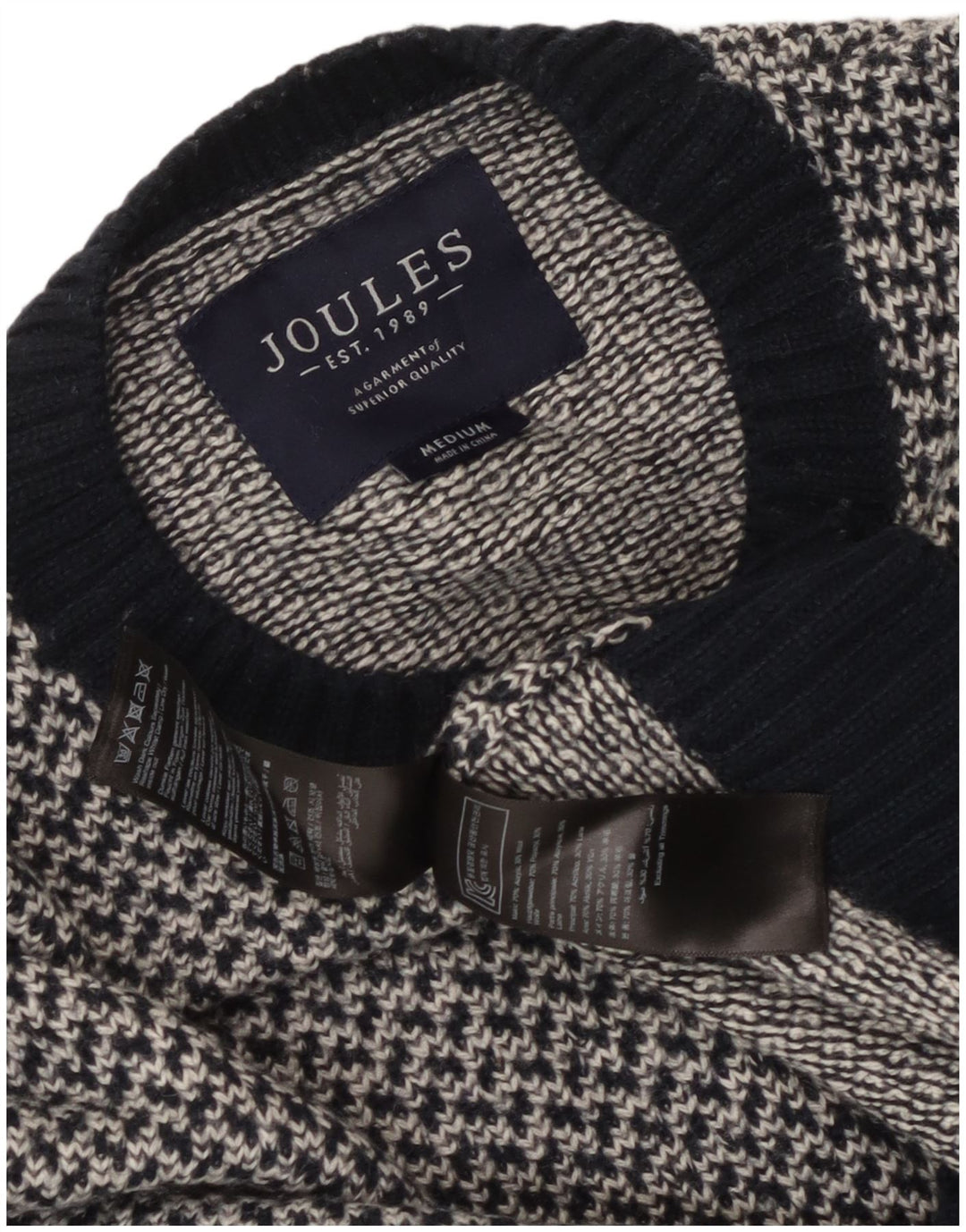 Suéter masculino Joules com gola redonda e acrílico azul marinho médio