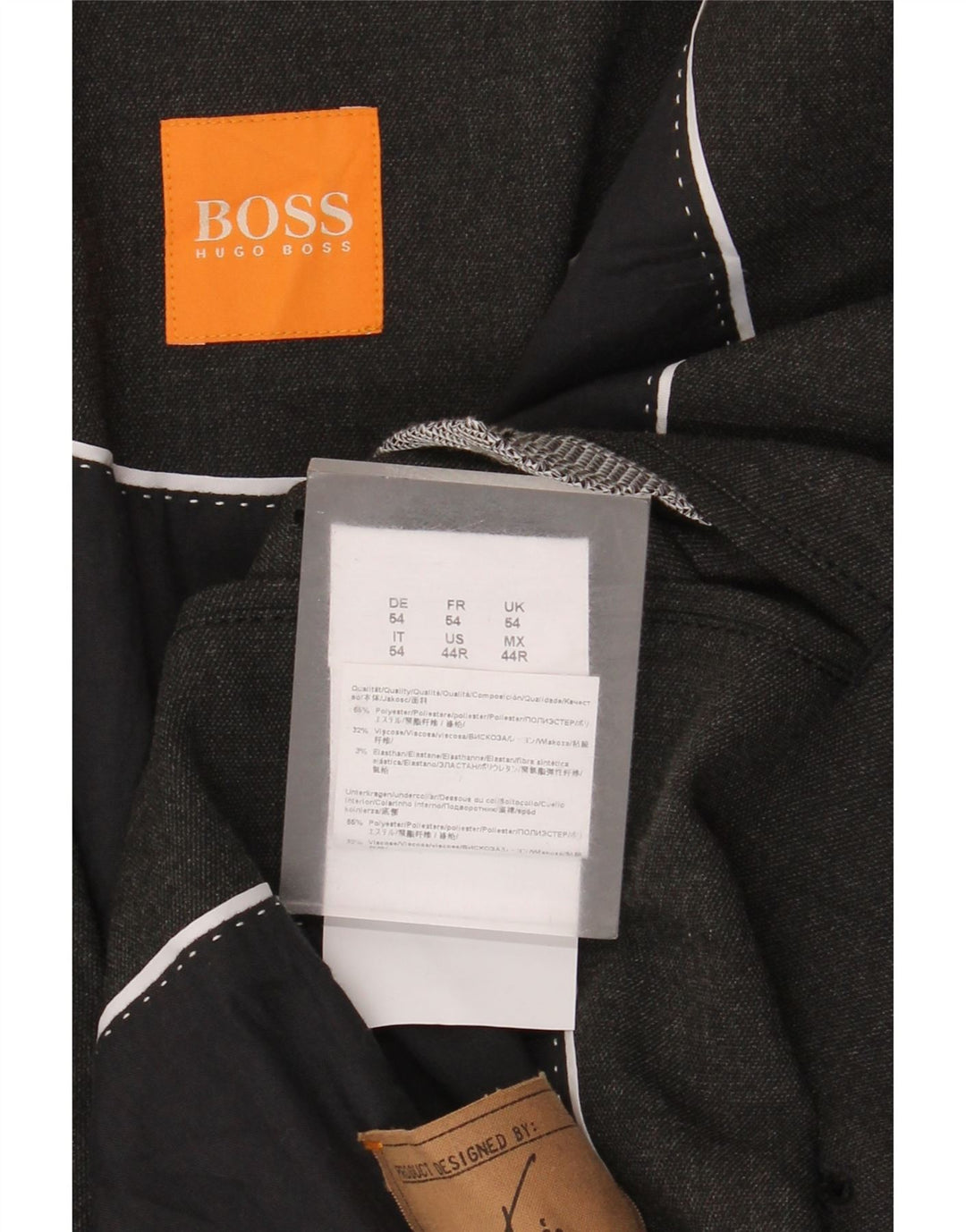 Jaqueta Blazer Masculina Hugo Boss com 2 Botões EU 54 2XL Cinza Poliéster