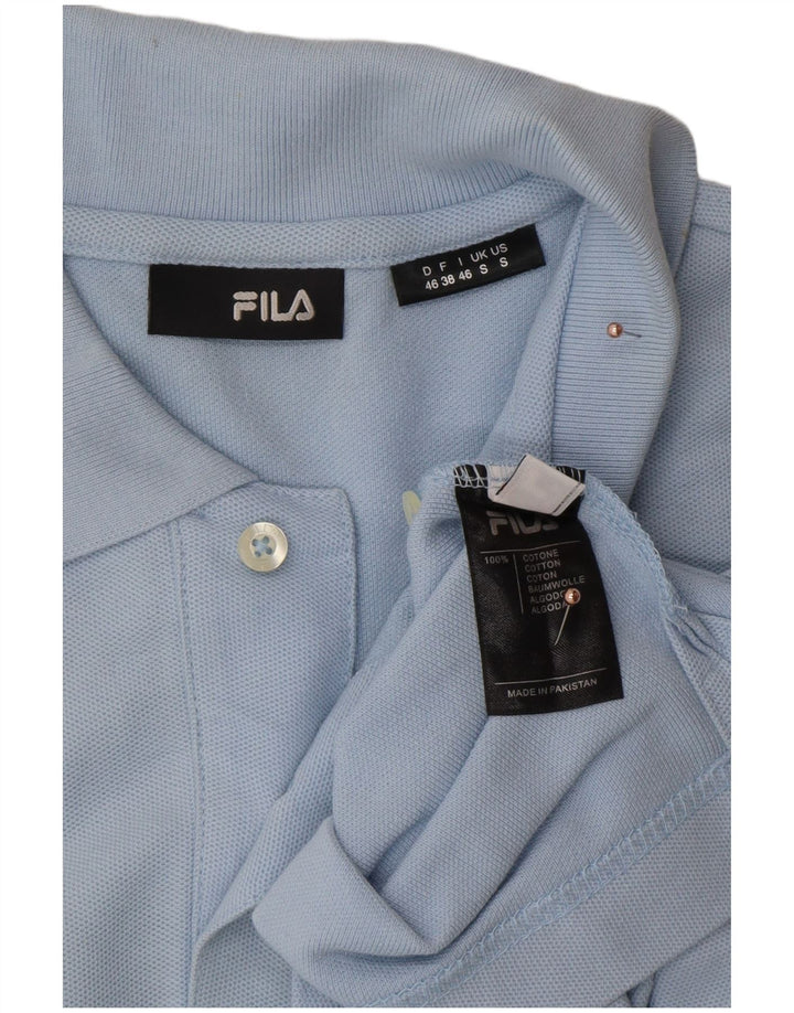 Camisa polo masculina FILA pequena azul algodão