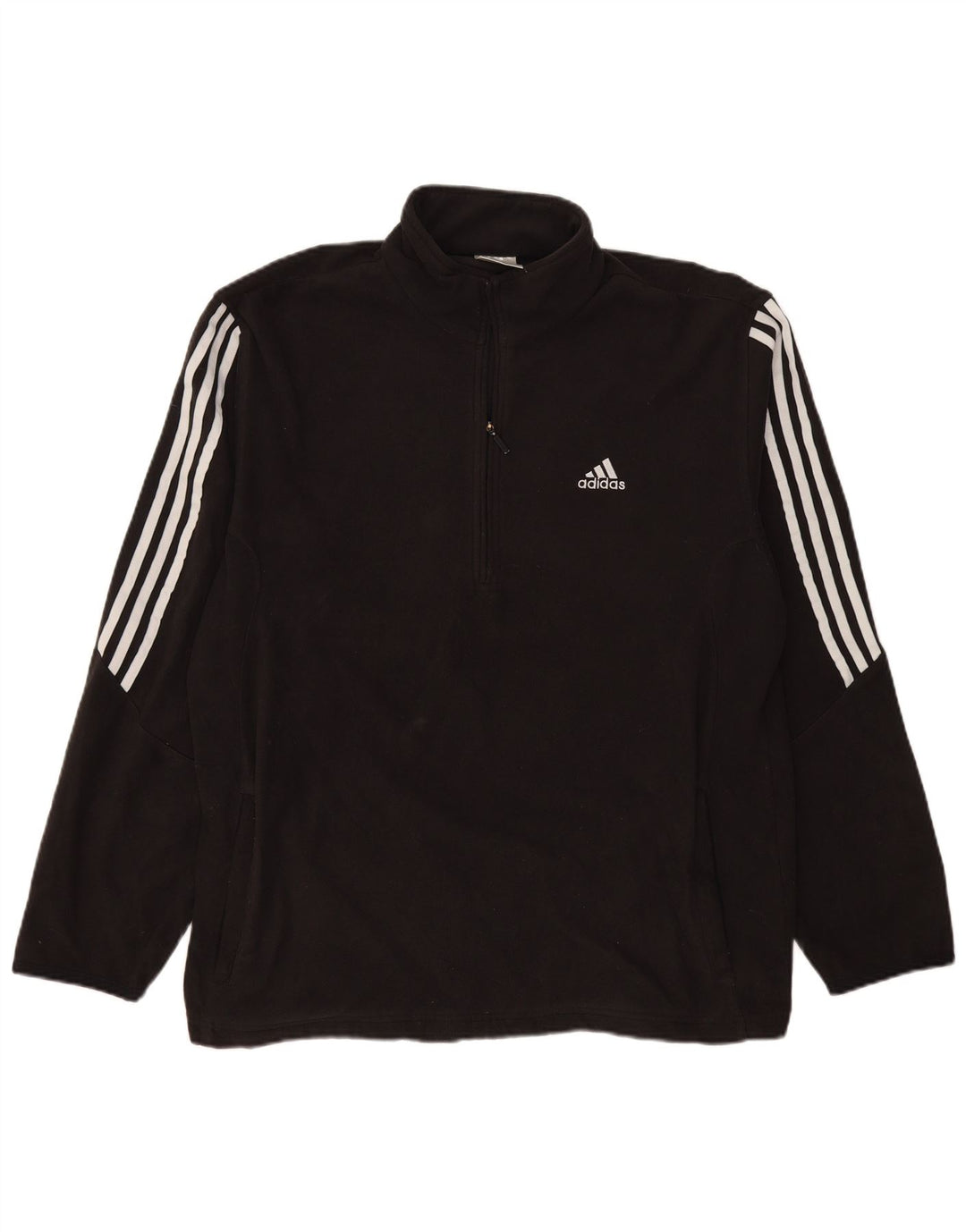 Adidas Mens Zip Neck Fleece Jumper XL Preto Poliéster