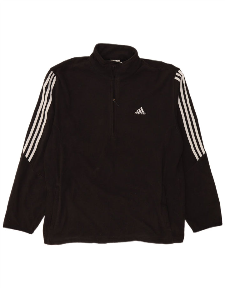 Adidas Mens Zip Neck Fleece Jumper XL Preto Poliéster