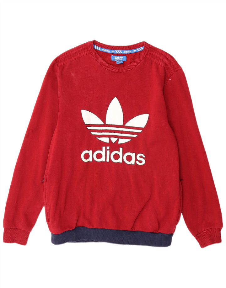 ADIDAS Mens Graphic Sweatshirt Jumper Médio Algodão Vermelho