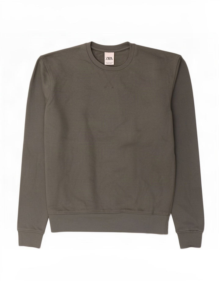 Zara Moletom Masculino Jumper Pequeno Algodão Verde