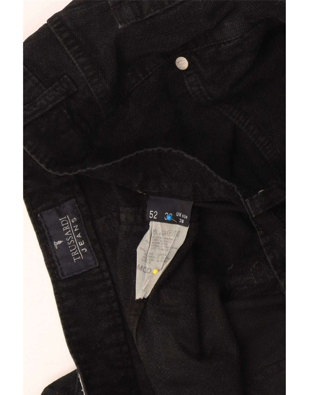 Trussardi Calça jeans reta masculina W36 L27 algodão preto