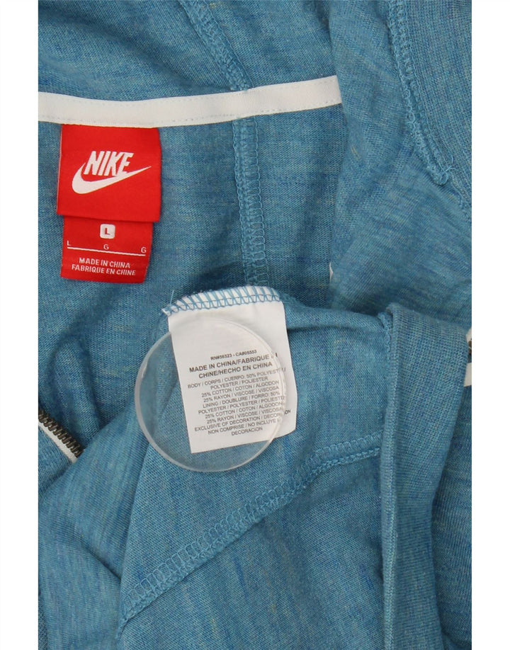 Suéter Nike feminino com capuz e zíper Reino Unido 14 grande poliéster manchado azul