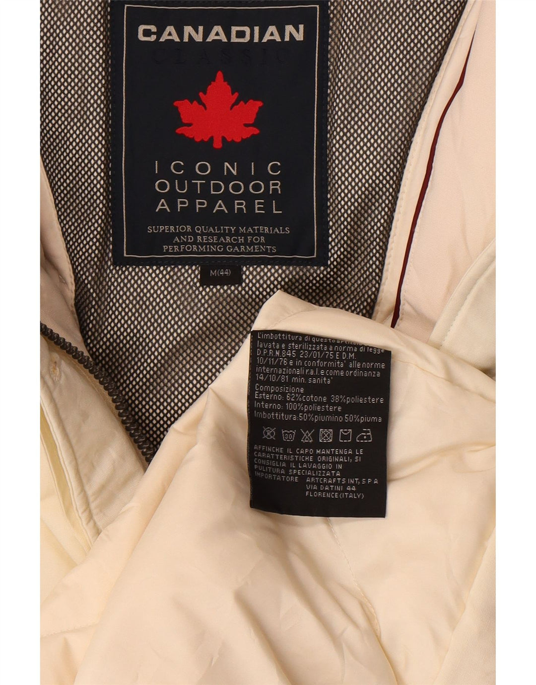 Casaco acolchoado com capuz feminino canadense IT 44 médio algodão branco