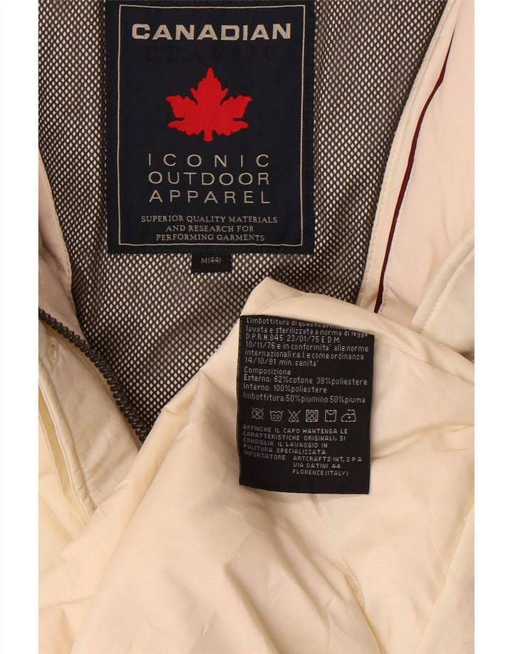 Casaco acolchoado com capuz feminino canadense IT 44 médio algodão branco