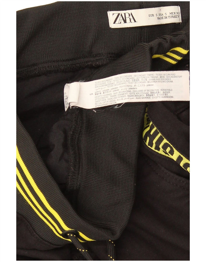 Zara Mens Graphic Tracksuit Calças Pequenas Poliéster Preto