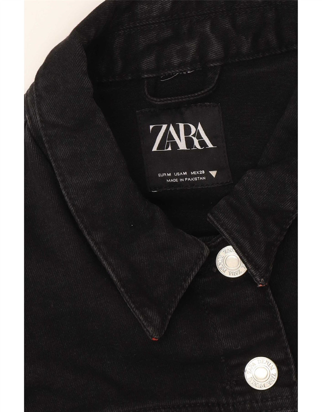 Zara Womens Crop Oversized Denim Jacket Reino Unido 14 Médio Preto