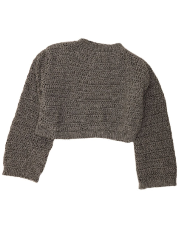 Suéter feminino vintage com corte solto e gola redonda Reino Unido 18 XL cinza