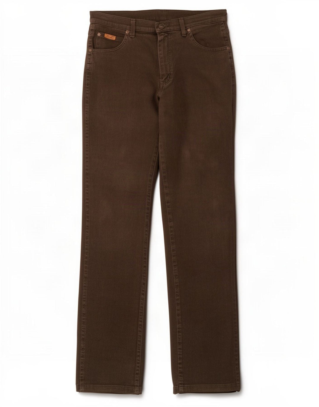 Wrangler Masculino Texas Stretch Straight Jeans W33 L36 Algodão Marrom