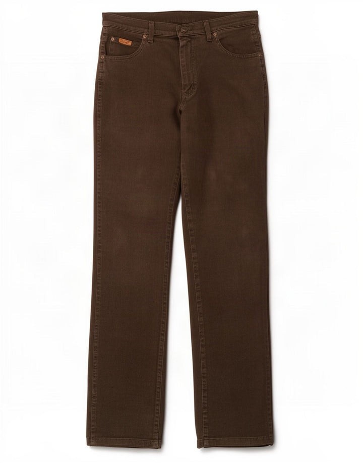 Wrangler Masculino Texas Stretch Straight Jeans W33 L36 Algodão Marrom
