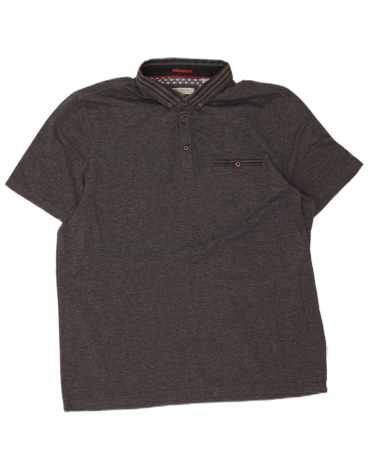 Camisa polo masculina Ted Baker tamanho 6 2XL poliéster cinza
