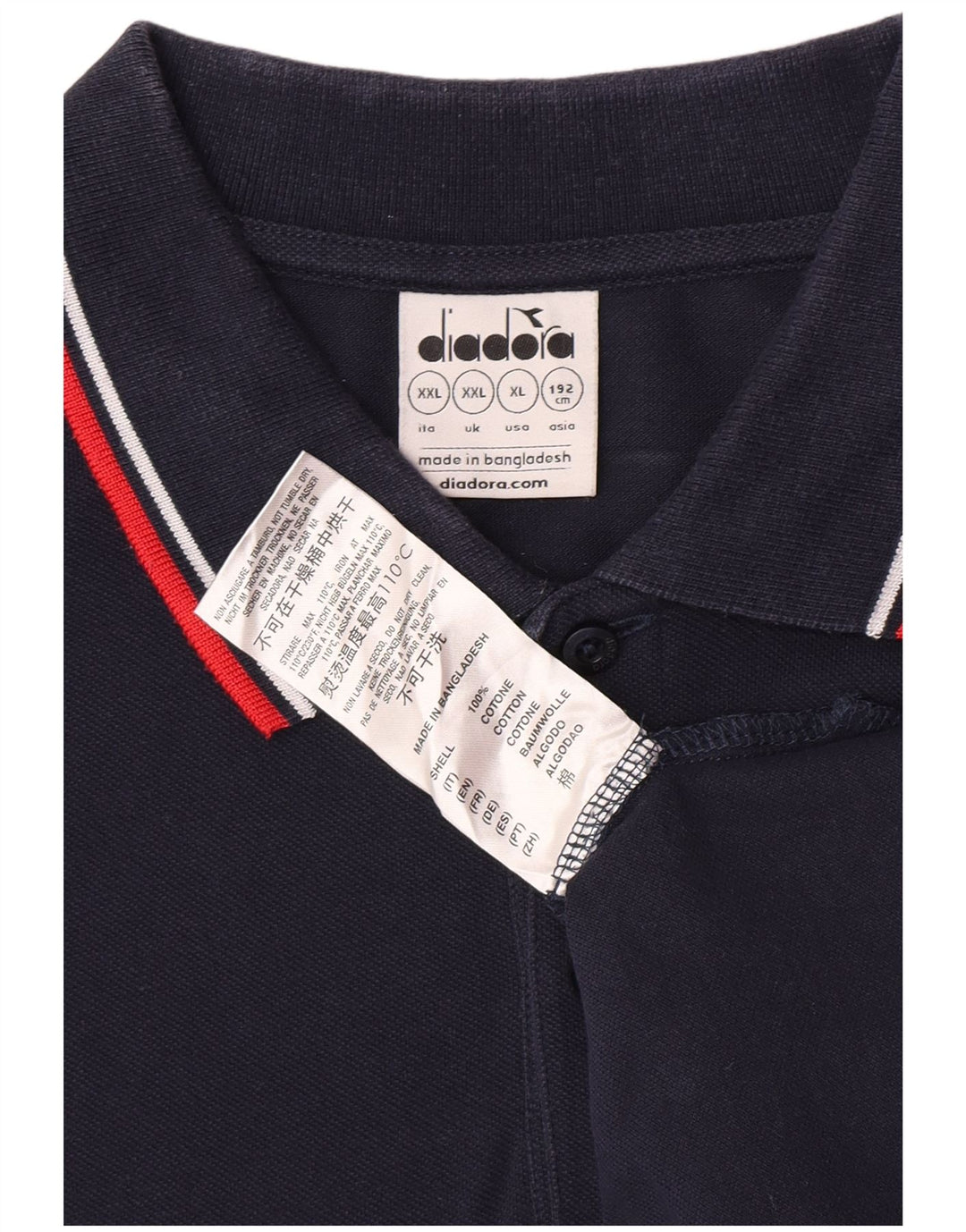 Camisa polo masculina Diadora 2XL algodão azul marinho