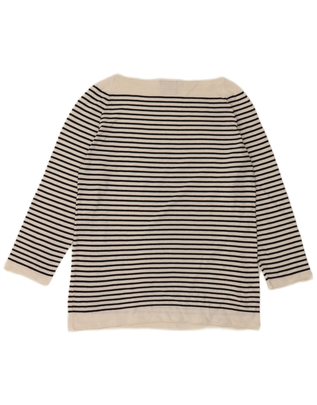 Top feminino Massimo Dutti manga 3/4 Reino Unido 12 listrado branco médio náutico