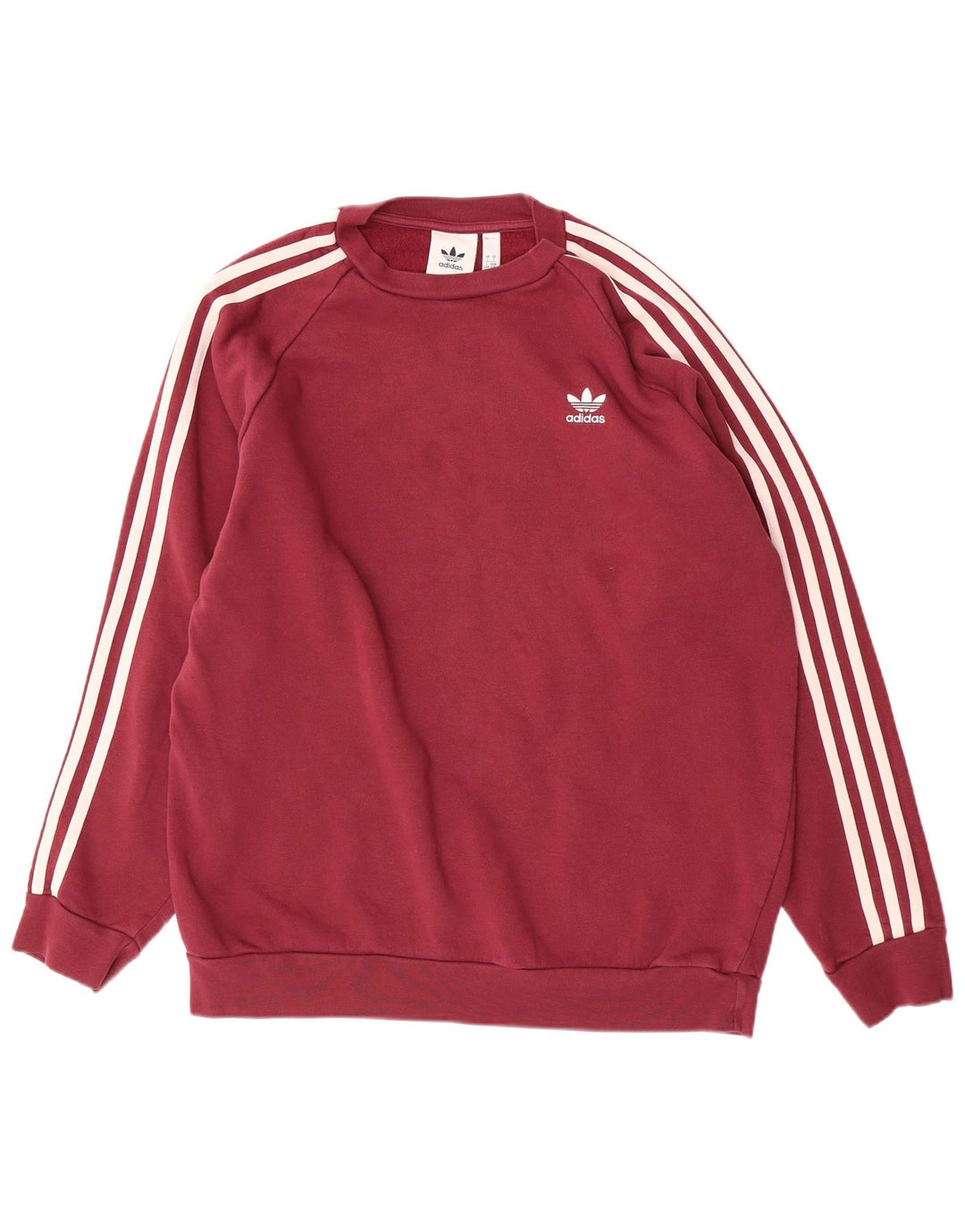Adidas Mens Moletom Jumper Grande Algodão Borgonha