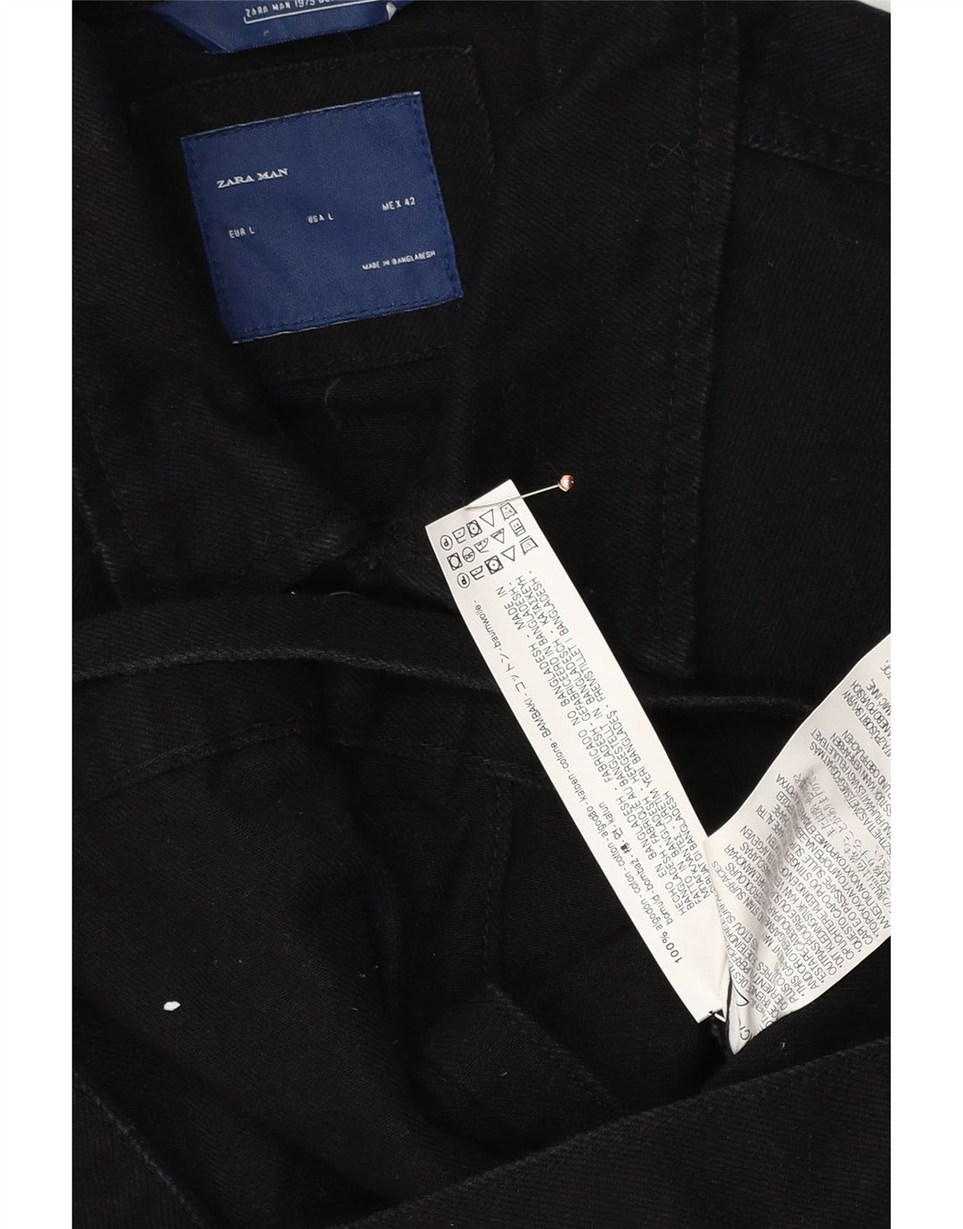 Jaqueta jeans masculina Zara UK 40 grande algodão preto