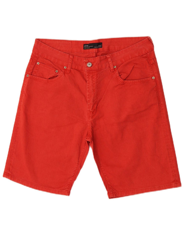 Zara Mens Denim Shorts EU 44 Grande W34 Algodão Vermelho