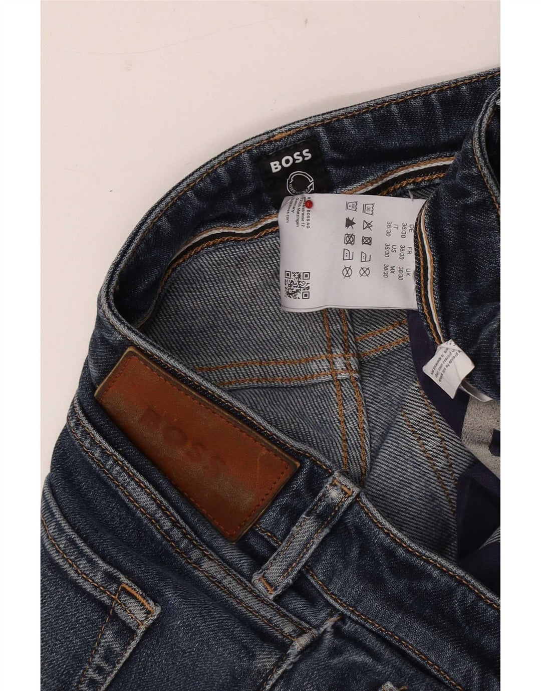 Hugo Boss Mens Straight Jeans W36 L30 Azul Algodão