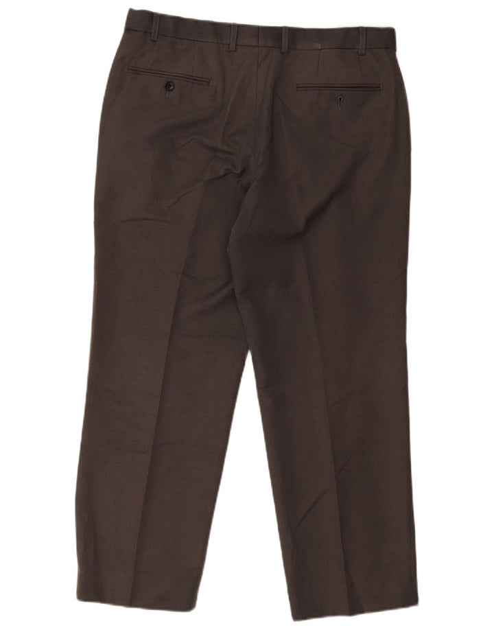 Calça chino reta masculina Marks & Spencer W36 L29 poliéster cinza