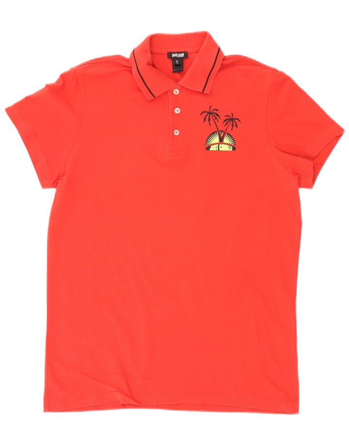 Camisa polo masculina Just Cavalli grande algodão vermelho