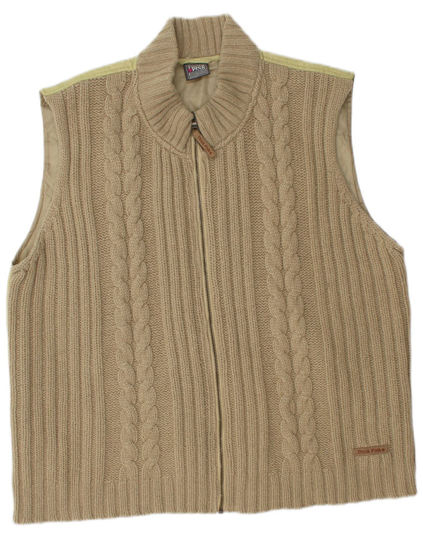 Suéter cardigã masculino sem mangas Think Pink IT 56 XL caqui lã de cordeiro