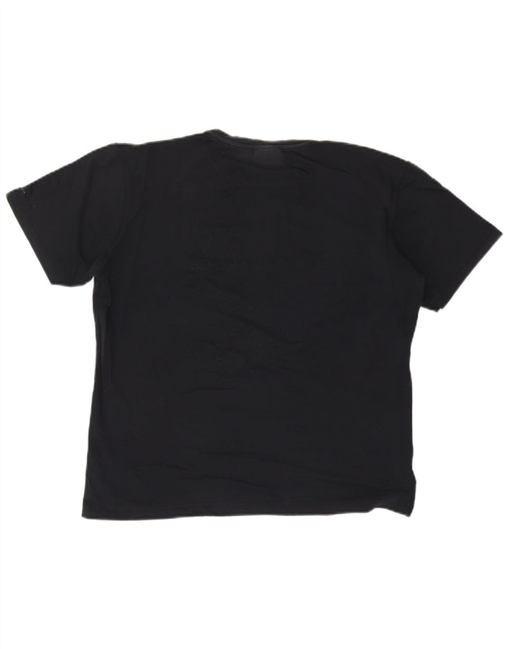 TRUSSARDI JEANS Camiseta masculina gráfica top médio algodão preto