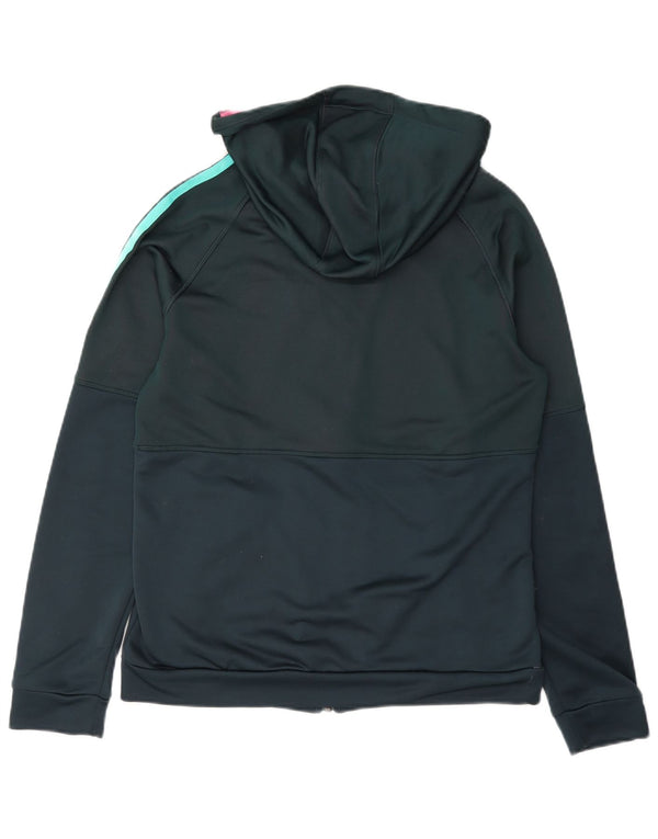 Adidas feminino zip moletom com capuz Reino Unido 12/14 médio azul marinho poliéster
