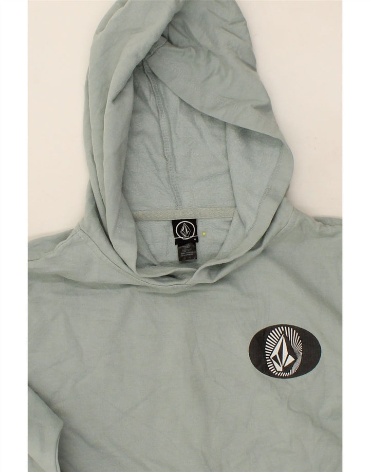 VOLCOM Womens Graphic Hoodie Jumper UK 12 Medium Blue Cotton Vintage Volcom and Second-Hand Volcom from Messina Hembry 